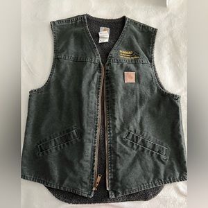 Vintage Carhartt fleece lined work vest. Has embroidery-used-Large-